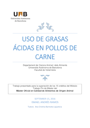 uso de grasas acidas en pollos de carne