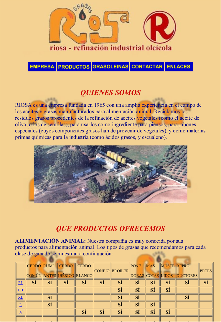 RIOSA oude webpagina 1995